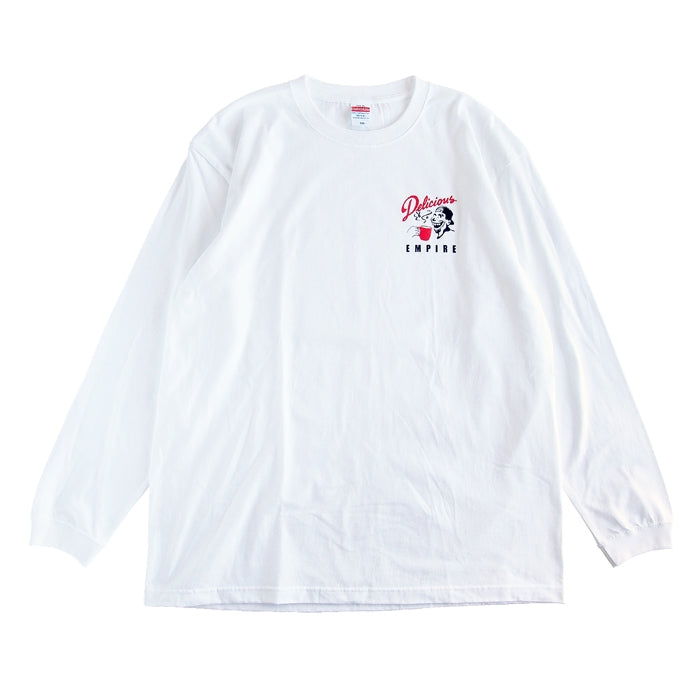 empire coffee stand original long sleeve t-shirts 5.6oz DELICIOUS White XXL (送料込み）